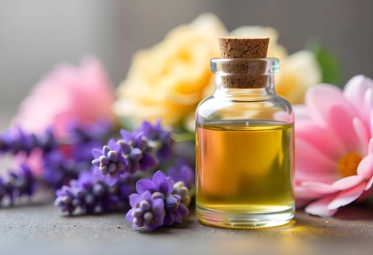 Refreshing Lavender Oil Surrounded by Blooms